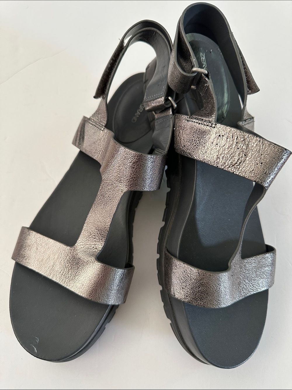 Women's Cole Haan Zero Grand Metallic Grey Slingback Sport Sandals Size 11 B